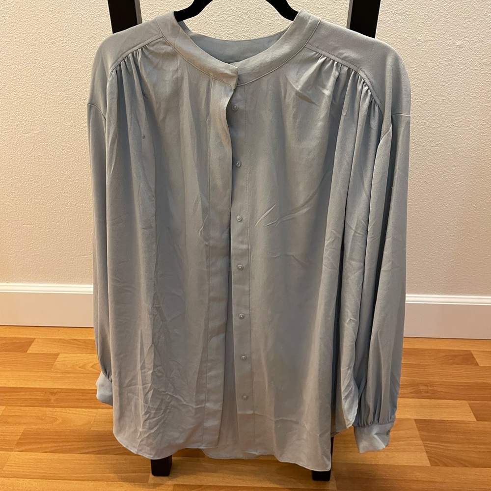 Gray/Blue Button Down Shirt with Relaxed Fit
